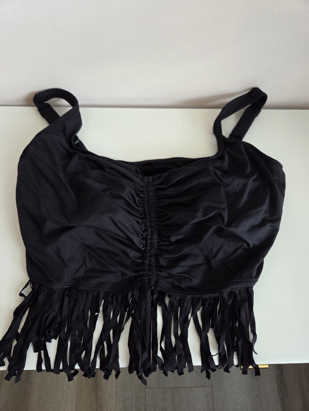 Coco Reef Black Bra-Sized Swim Top with Fringe ~ Size 38D ~ Like New,  Worn Once